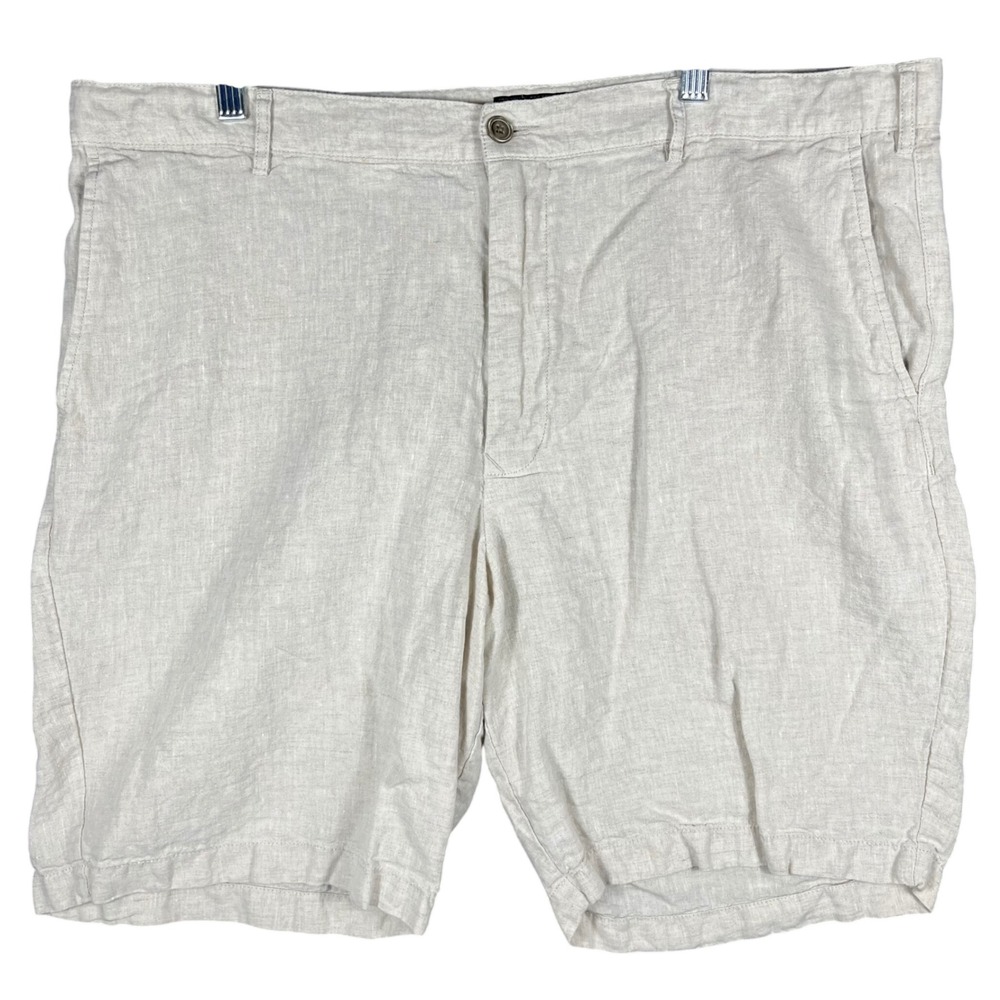 Jos. A. Bank Reserve Shorts Mens 42 Beige 100% Linen Flat Front Classic Summer